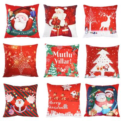 Nova Fronha de Travesseiro Natal Super Macia Vermelha Simples Fofa Estampa Papai Noel Almofada Almofada de Casa