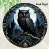 Gothic Owl  Castle Round Metal Sign D Flat Printing Dark Night Themed Wall Decor for Gothic Enthusiasts Witchy Home Fantasy