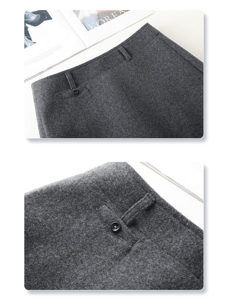 2025 New Women's Purple Woolen A-Line Pencil Skirt: Autumn/Winter Slim Fit