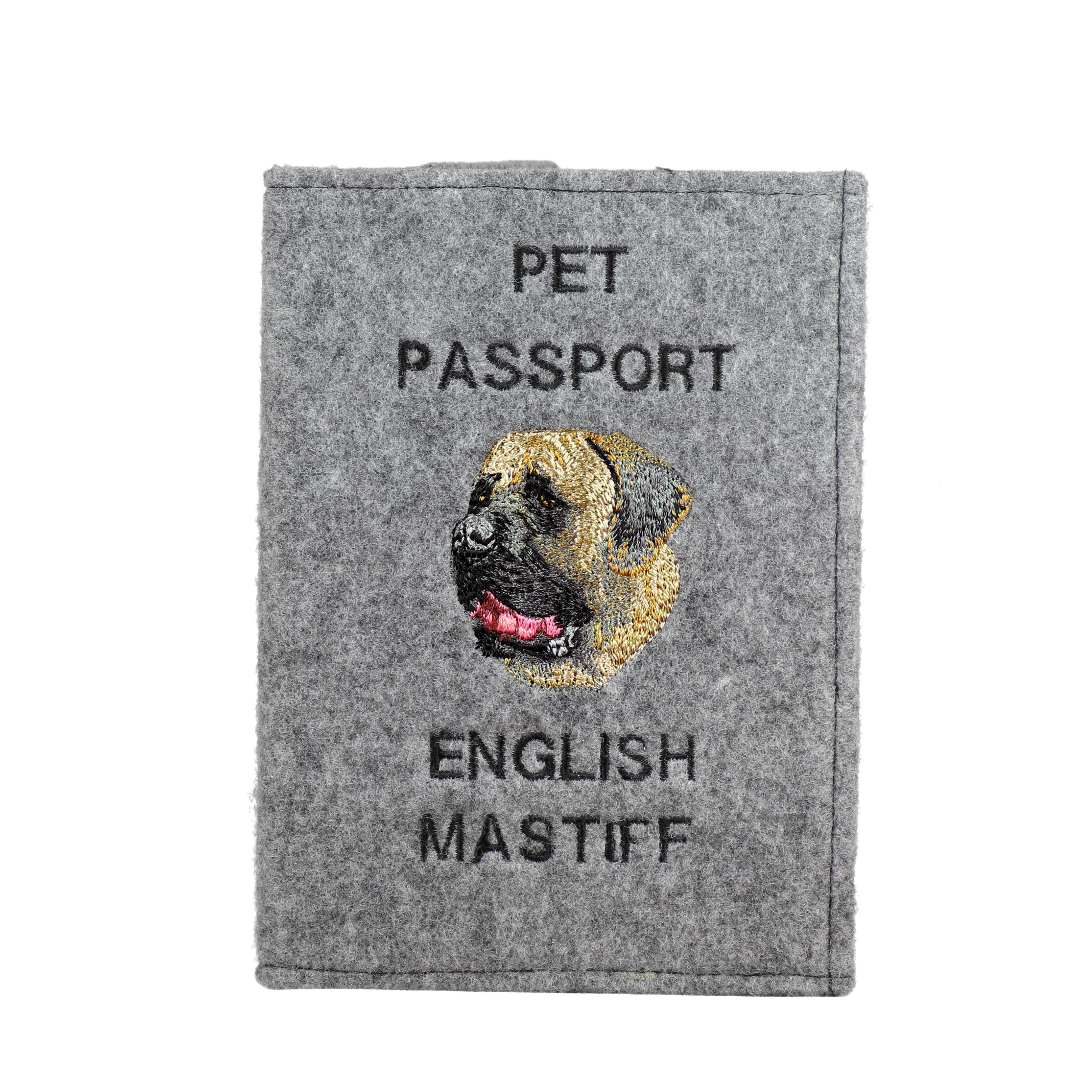 

English Mastiff - Dog passport case, document case, gift for the traveller from the Art-Dog brand сірий колір