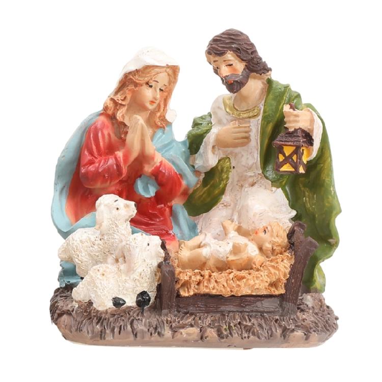 Holy Family Resins Statue Christmas Nativity Scene Religious Art Figurine Tabletop Decoration Spiritual Holiday Gift