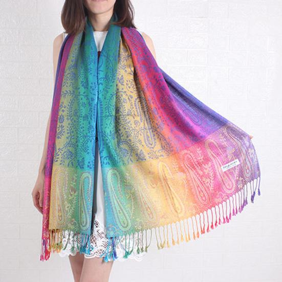 Moteskjerf Jacquard Dame Wrap Sjal Dusker Skjerf Allsidig Sjal med Duskekant Bursdagsgave til Kjæresten Deg selv