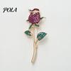 Rose Pin Suit Collar Pin, 3D Flower Shape Lapel with Rhinestones Brooch Inlaid, Electroplated Anti-Oxidation Versatile Badge for Coats Shirts