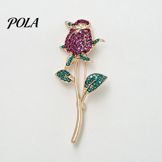Rose Pin Suit Collar Pin, 3D Flower Shape Lapel with Rhinestones Brooch Inlaid, Electroplated Anti-Oxidation Versatile Badge for Coats Shirts