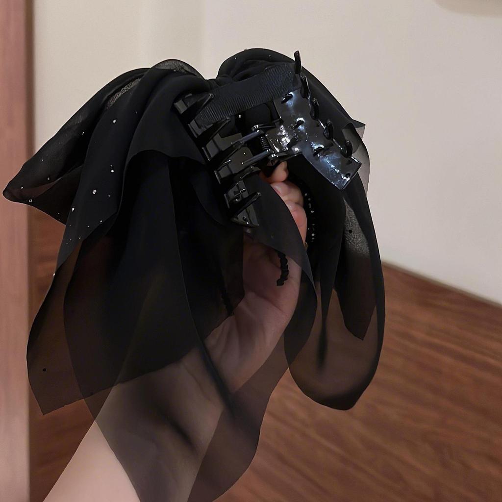 Fabric bow round bead fringed hairpin fashionable exquisite high sense grab clip temperament versatile simple headdress