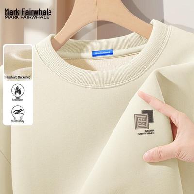 Mark Fairwhale Men's 2025 Winter Fleece-Lined Round Neck Sweatshirt