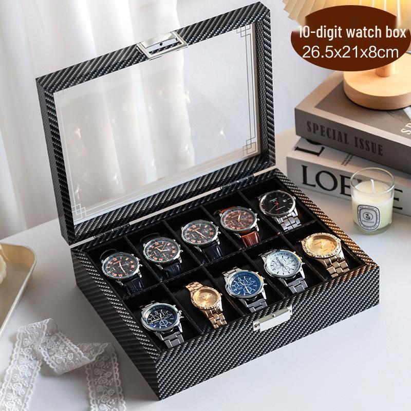 Walnut Grain Flip-Top Watch Box with Glass Display