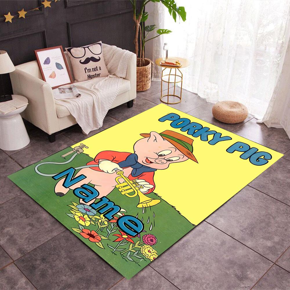 Looney Bold Bugs Bunny Artwork Customizable Name Floor Rug Office Rug Design for Bedrooms Living Rooms Playrooms Game Room Anti-slip Rug Anime Office