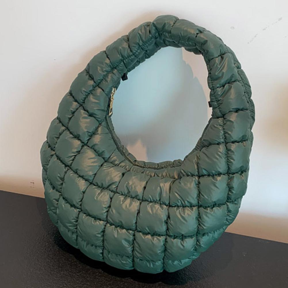 Women Padded Hobo Bag Versatile Cloud Pleatd Bag Lightweight Down Clutch Bag Quilted Tote Handbag Fall Winter Purse