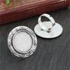 20mm 5 Stück Antik Versilbert Bronze Messing Verstellbare Ringfassungen Leer/Basis,Passend für 20mm Glas Cabochon,Knöpfe;Ringeinfassungen