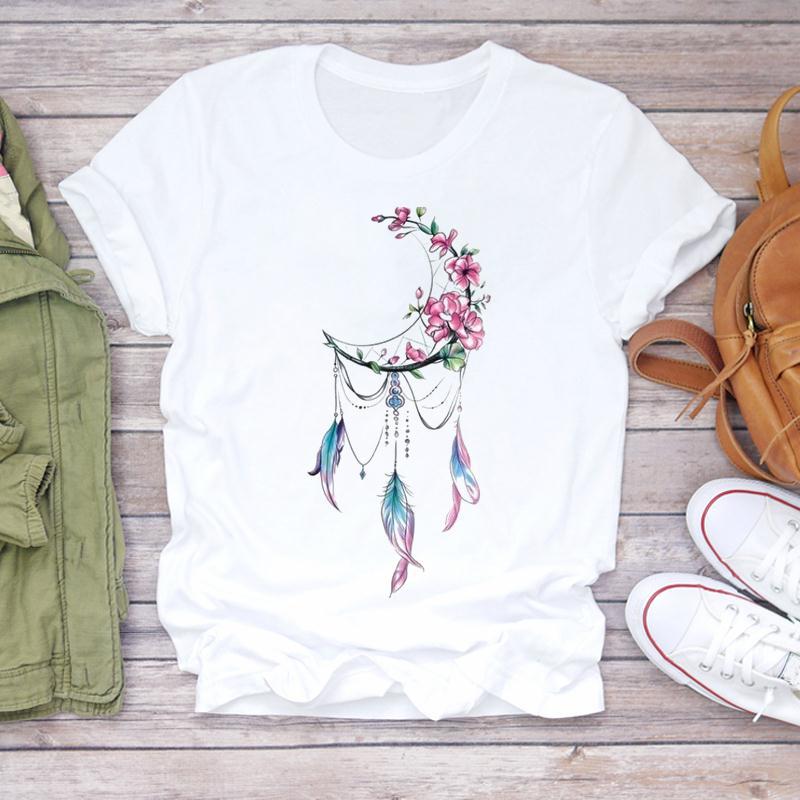 Dreamcatcher Dreamcatcher Crewneck Loose Fashion White T-shirt Women's Short-sleeved Tshirt Tops  Oversized T Shirt Tee