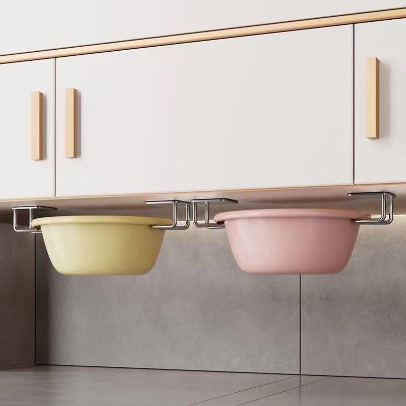 Stainless Steel Basin Hooks, No-Drill Bathroom Basin Storage Rack, Suitable For Bathrooms, Homes, And Kitchens