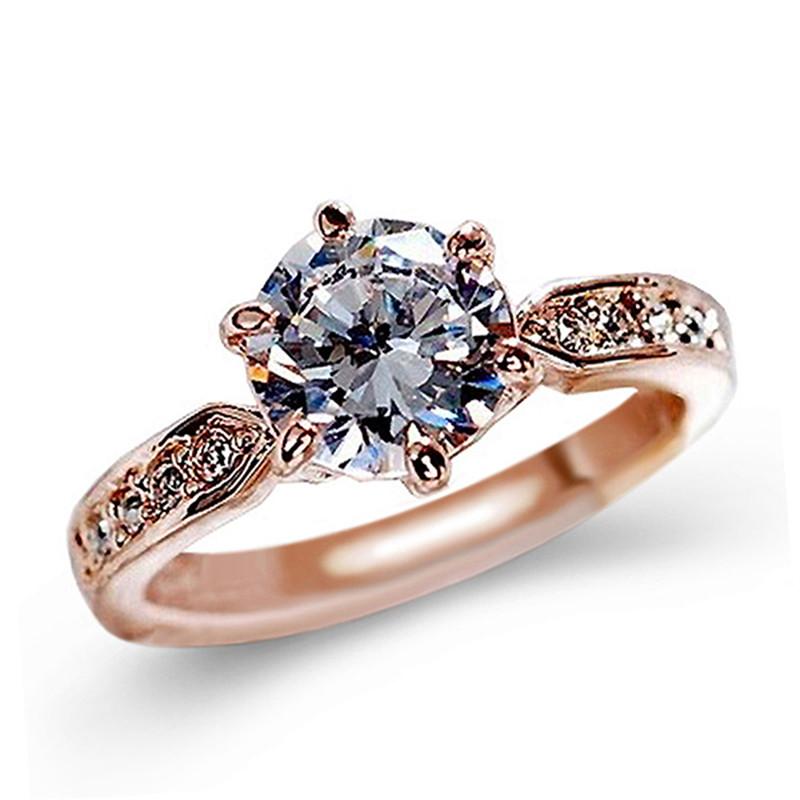 Water Crystal Rose Gold Claw Ring With Adjustable Size For Men Women Gift