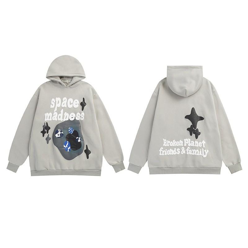 Broken Planet Graphic Print Hoodie Loose Fit Hip Hop Streetwear Teens Casual Winter Sweatshirt