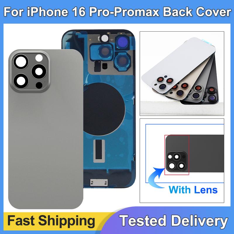 Para iPhone 16 Pro Panel Trasero de Cristal Tapa de Batería Piezas de Repuesto Carcasa Trasera con Lente de Cámara para iPhone 16Pro Max