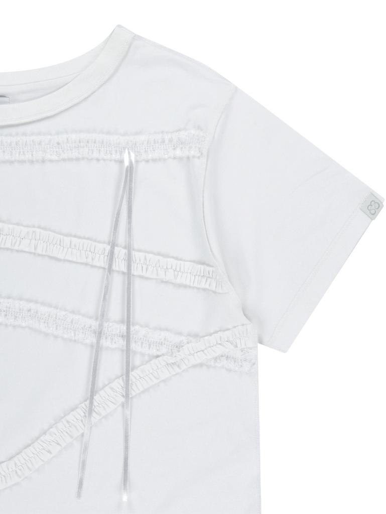 TUOMIO Lace Strap Oversized T-Shirt [White]