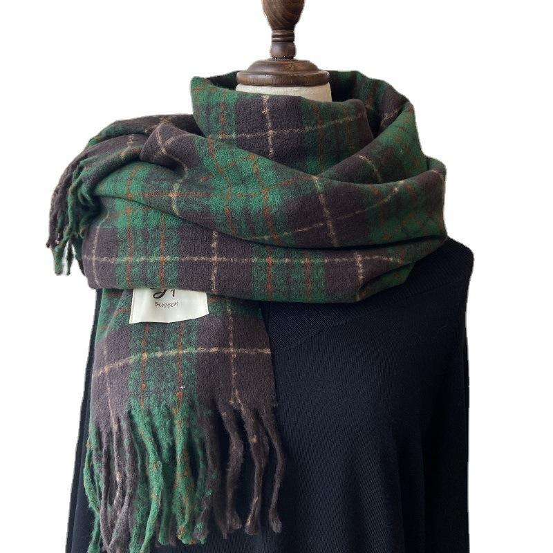 Taro purple high-end tassel new plaid scarf women's autumn and winter Korean version versatile shawl students keep warm
