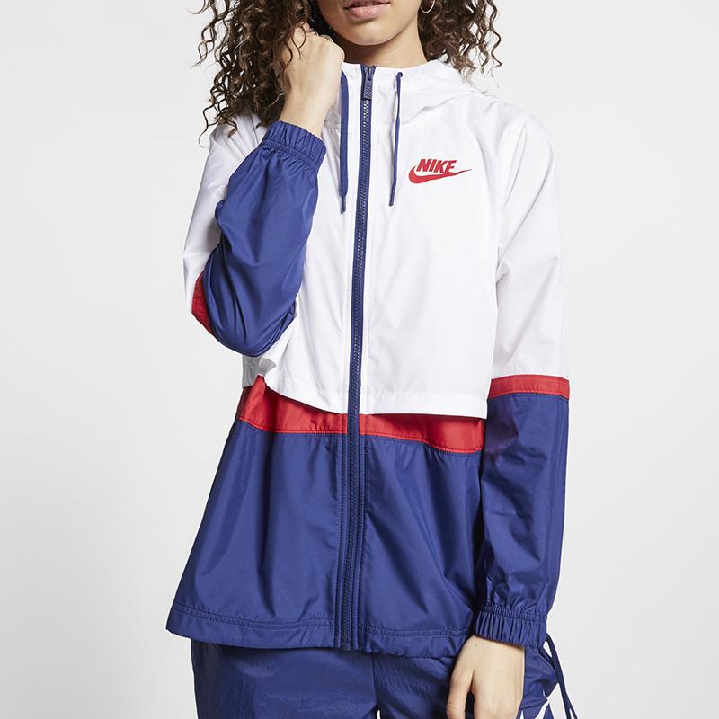 Nike Colorblock Hooded Sports Jacket Women Outerwear White CZ1918-106