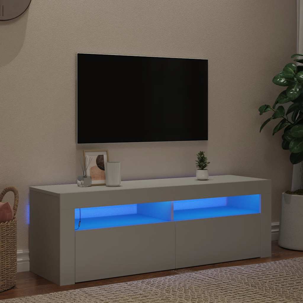 vidaXL TV-Schrank mit LED-Leuchten Weiß 120x35x40 cm anti-blitz weiße