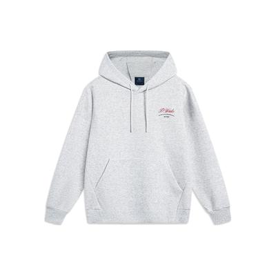 Li-Ning Wade Series Back Duckbill Cap Letter Print Loose Hoodie Men Hoodies Flower-Gray Chuan-Stone-Gray AWDT497-3