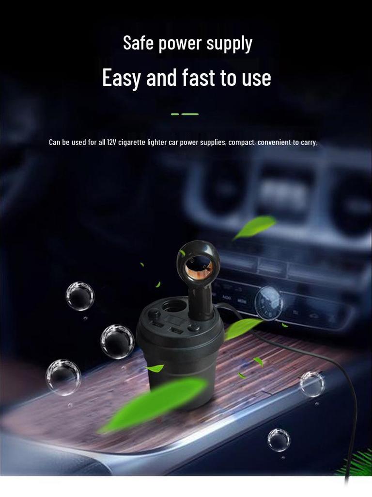 Wireless Portable Mini Car Ionizer Air Purifier & Cigarette Lighter