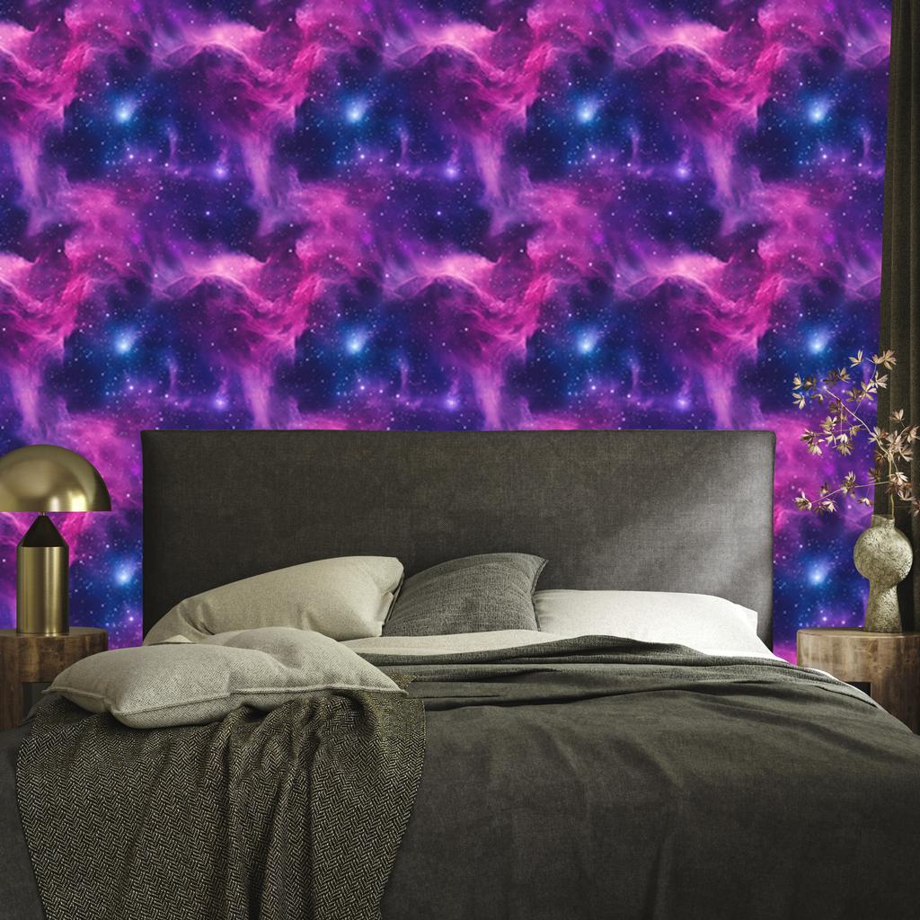Watercolor Galaxy Wallpaper, Purple and Navy Blue, Violet Background, 50x1000