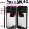 LCD Middle Frame Housing For Xiaomi Poco M6 M6 Pro 4G 5G Middle Frame Holder Cover With Volume Key Replacement Repair Parts