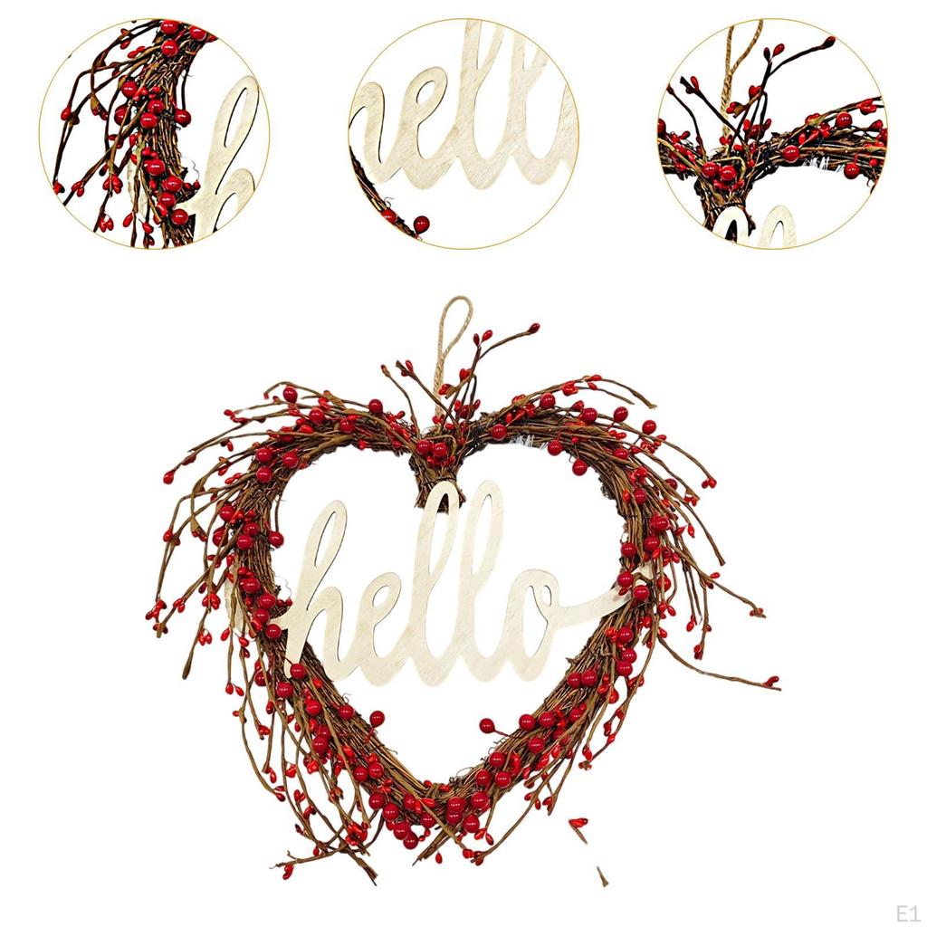 Heart Shaped Garland Valentine's Day Wreath for Front Door Indoor Decorative Artificial