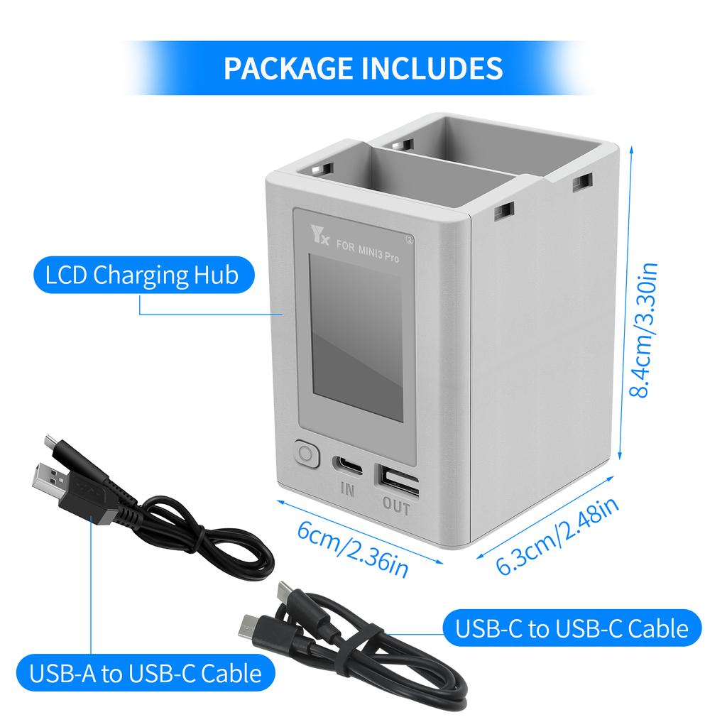 Charger Hub for DJI Mini 3 Pro Mini 4 Pro Screen Display Digital Intelligent Fast Charging 2 Batteries for Mini 3 Accessories