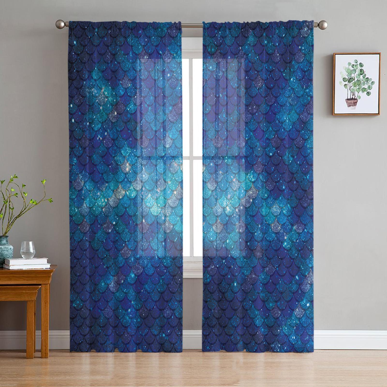 Роскошные прозрачные шторы Ракушка русалки Галактика Мечта Кухня Спальня Гостиная Тюлевые — фото 11