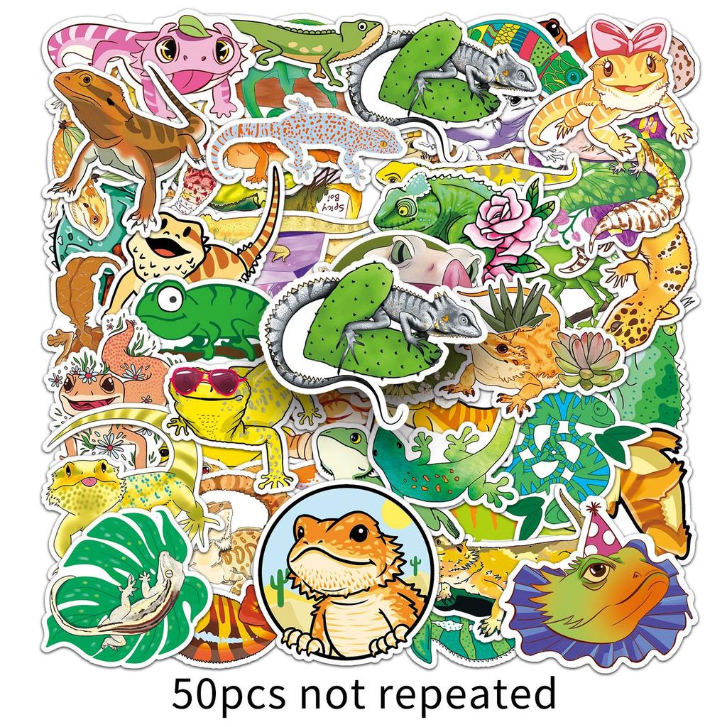 50 Lizard Doodle Personalized Cartoon Animal Children's Creative DIY Skateboard Luggage Stickers Waterproof