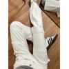 Women's High-Waist American Retro White Wide-Leg Cargo Jeans