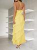 Abito Maxi da Donna in Chiffon con Scollo all'Americana Senza Maniche Schiena Scoperta Ruffle Nappa Abito da Festa