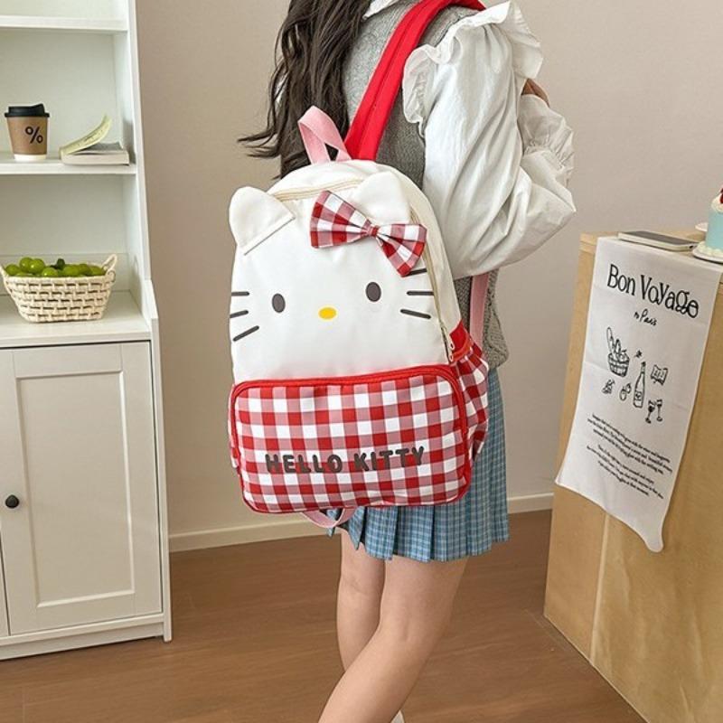 Sweet bow milk tea color backpack large capacity versatile cute cartoon schoolbag casual light backpack