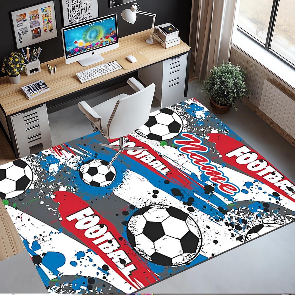 Custom Name Soccer Printed Carpet,Rug for Office Chair Living Room Bedroom Kitchen Room Decor Gifts.