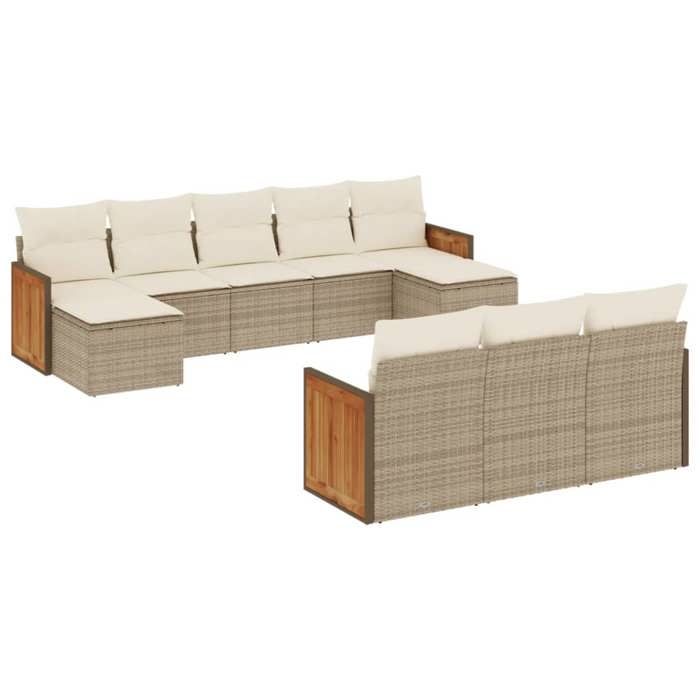 VidaXL Garden Lounge Set with Cushions 10 Pcs, Patio Sofas, Patio Furniture Set, Outdoor Furniture, Beige 3228095