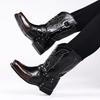Bottes d'équitation western pour homme, bout carré, mi-mollet, en cuir, mode décontractée, semelle épaisse
