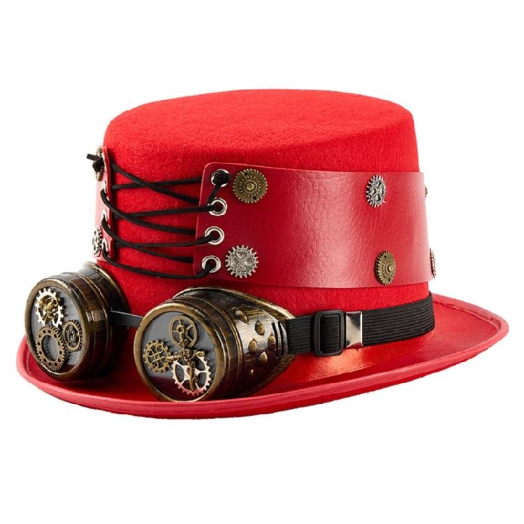 Gothic Magicians Hat with Removable Goggles Theme Party Cosplay Accessory Headwear For Masquerades Stage Show Photography