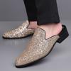 Mode Neue Luxus Designer Herren Gold Pailletten Lackleder Halbschuhe Für Männer Hip-Hop Mules Sandalen Lässige Loafer Hausschuhe