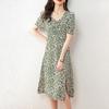 Srcr French Retro Floral Chiffon Midi Dress