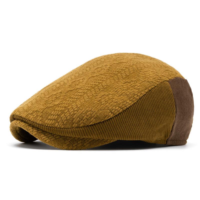 Men's Color Matching Peaked Cap Knitted Wool Beret Autumn Winter British Retro Forward Hat Warm Cap Painter's Hat