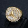 New Hip-Hop Hot-Selling Ring Titanium Steel Gold-Plated Inlaid Diamond Mercedes Logo Men's Ring