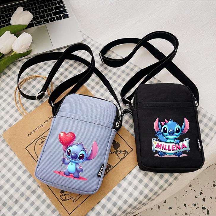 Pattern Stitch Anime Single Shoulder Crossbody Square Bag With Secure Zipper