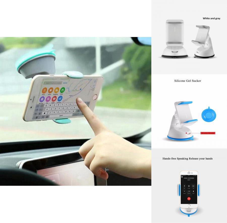 Universal Car Mount Holder With Pu Gel Suction Cup 360 Degree Rotation For Dashboard Use