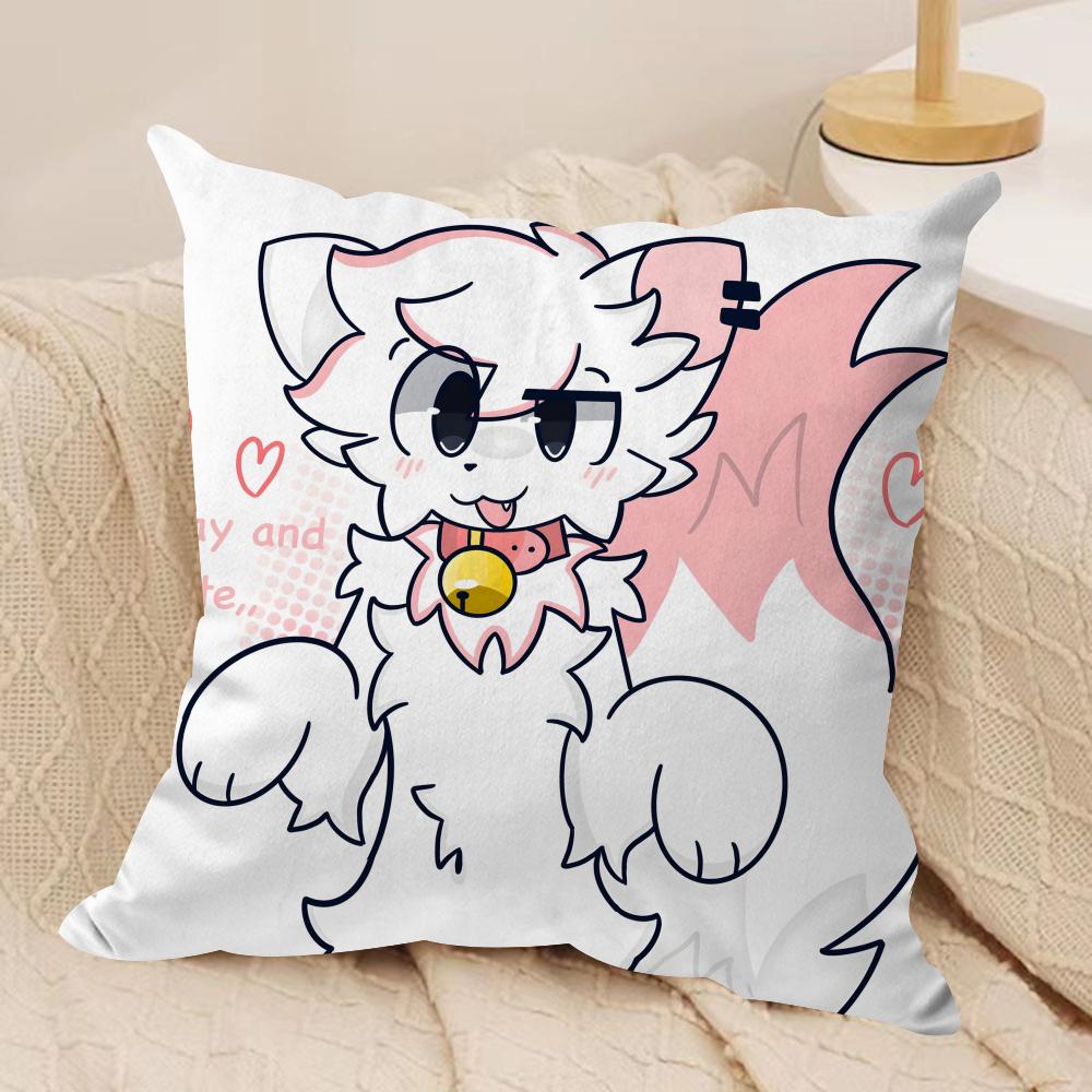 Anime Boykisser Silly Cat Cushion Cover Silky Short Plush DoubleSided Printed Pillow Case for Sofa All Seasons Home Decor Gift