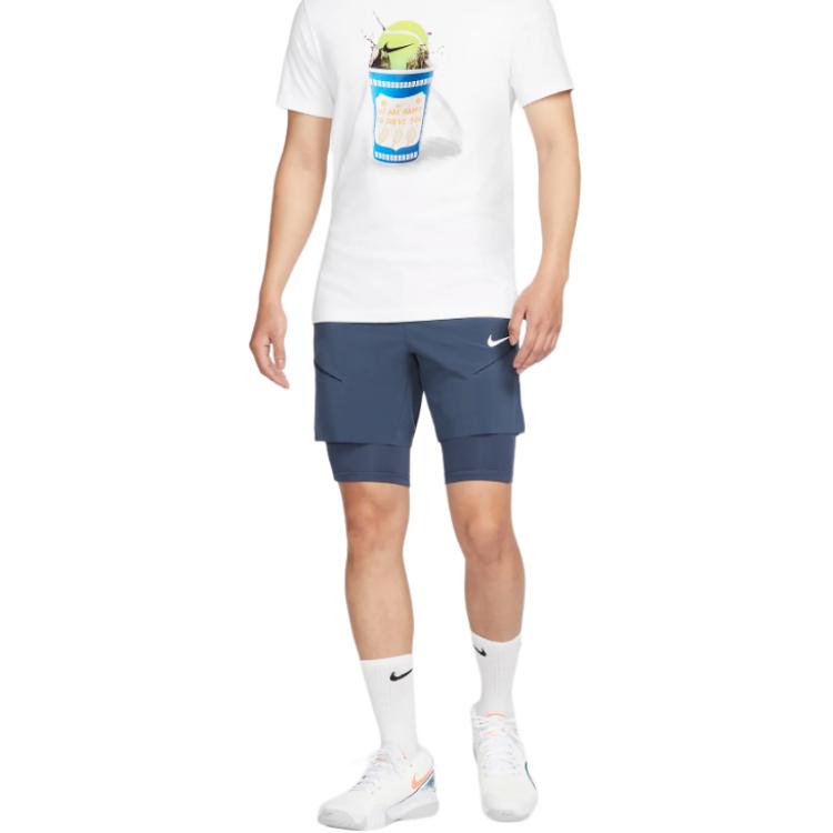 Nike Elastic Sports Solid Color Five-Point Casual Shorts Men shorts Thunder-Blue Gray-Rock White FD5285-437