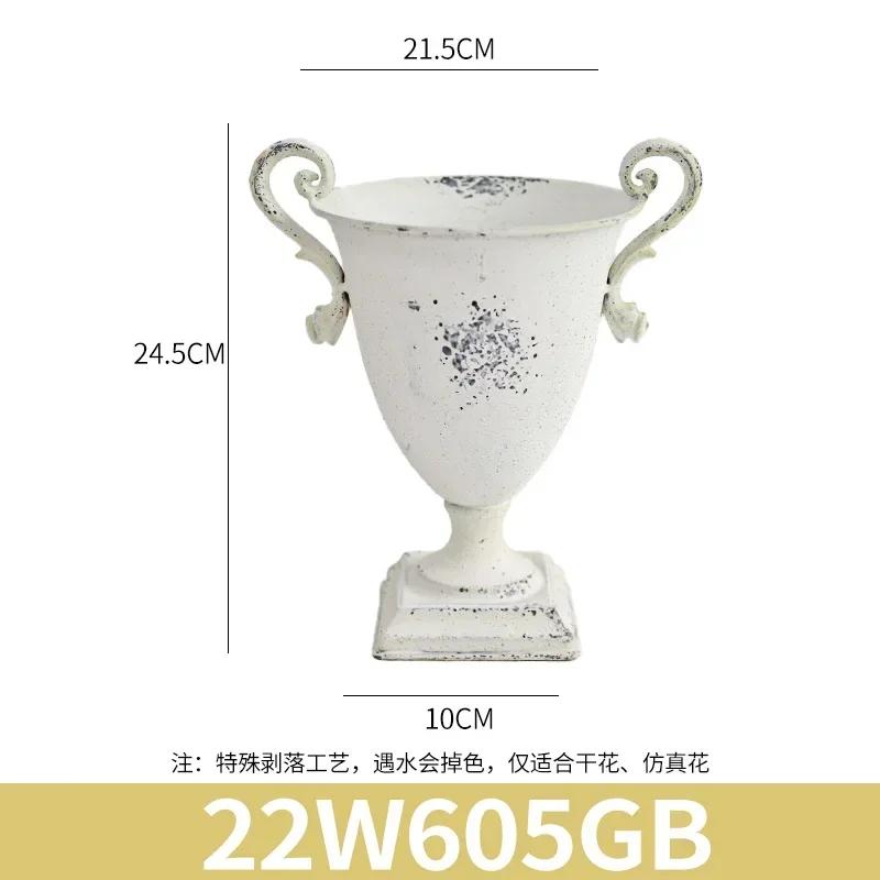 Weiße Retro Klassische Eisenkunst Vase Garten Schreibtisch Simulierte Blumentopf Für Blumenarrangement Hochzeit Feiertag Party Dekorieren