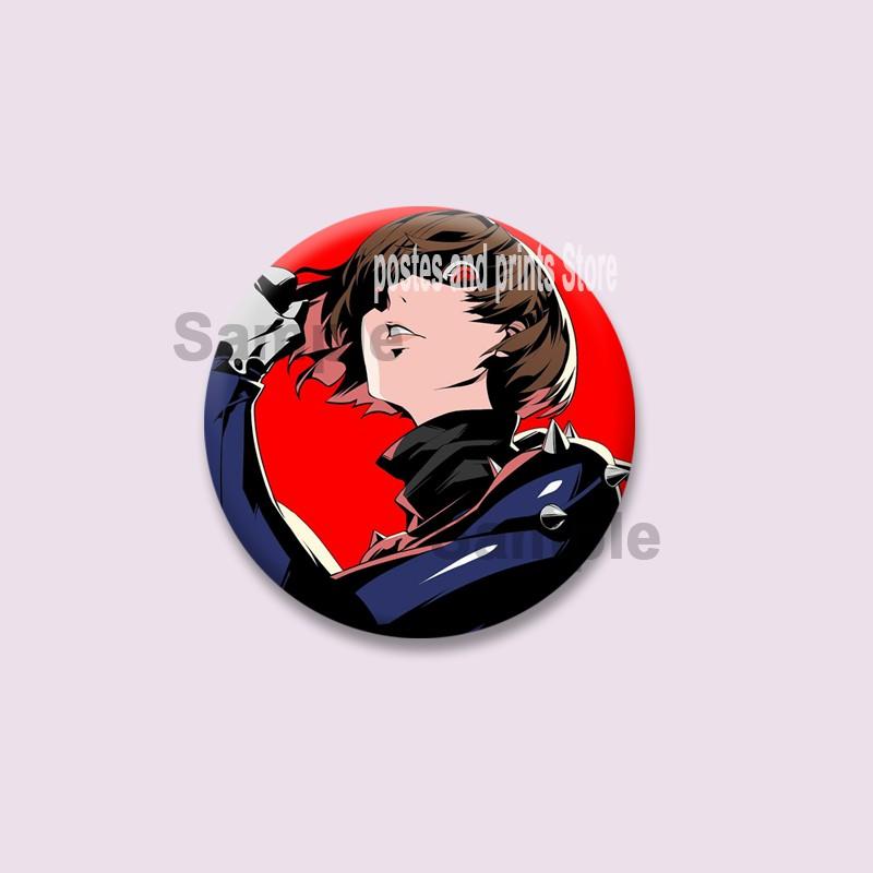 Spiel P-Persona 5 Runde Anstecker Ann Takamaki Ren Amamiya Knopfleisten Tasche Kleidung Dekorationen Brosche Sammlerstücke Schmuck Geschenke