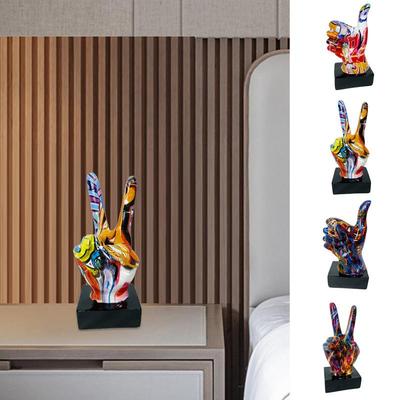 Schreibtischstatue Buntes Graffiti Geste Fingerfiguren Abstrakte Kunst Skulptur Bunte Daumen Frieden Figuren Handlungssignal