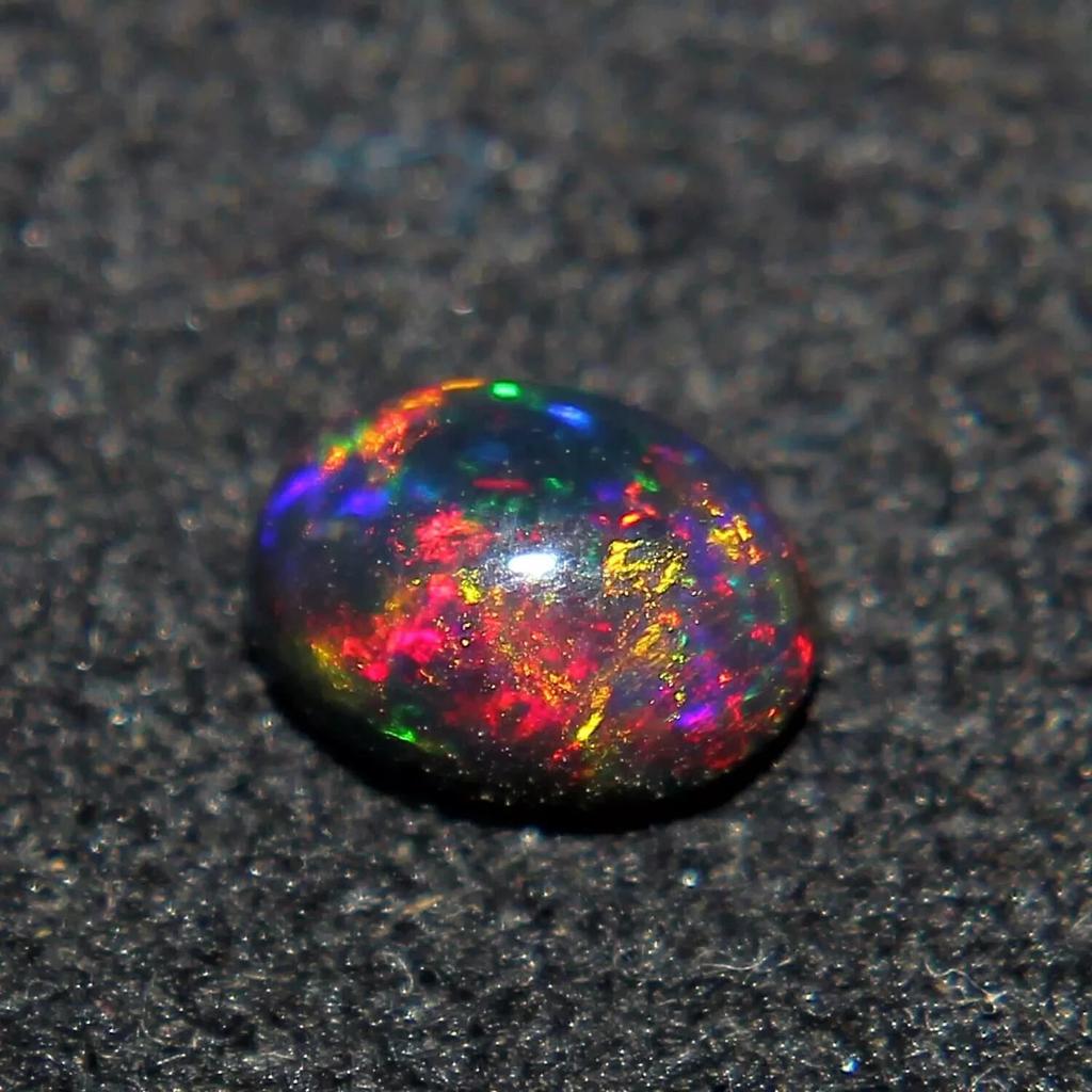 Natural Fire Black Opal Oval Cabochon Ethiopian 7x5 mm Extremely Rare Gemstone